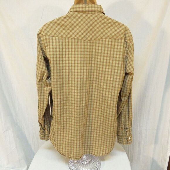 Ace Motorcyle Co. Brown Plaid Pearl Snap Western Shirt Size M - Picture 3 of 3